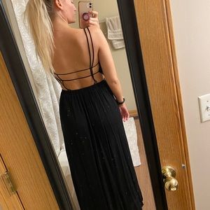 Strappy Back Black Maxi Dress